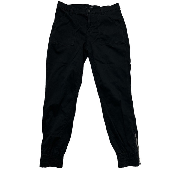 J Brand Jogger Pants Elastic Cuffs Zipper Fly & Button Close Ankle Zipper Black - Picture 1 of 11